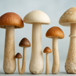 Various types of mushrooms displayed together